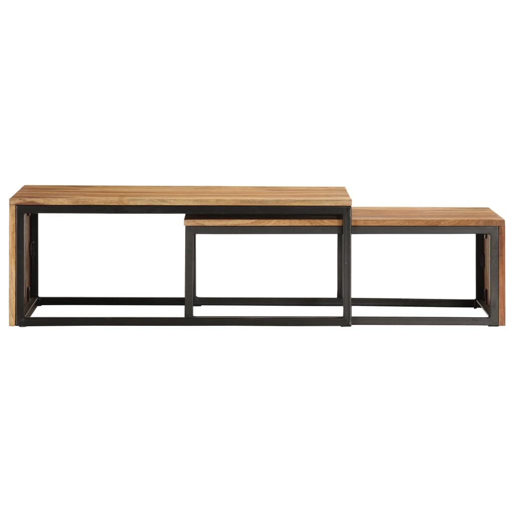 2 pcs Solid Sheesham Wood Nesting Coffee Table G477