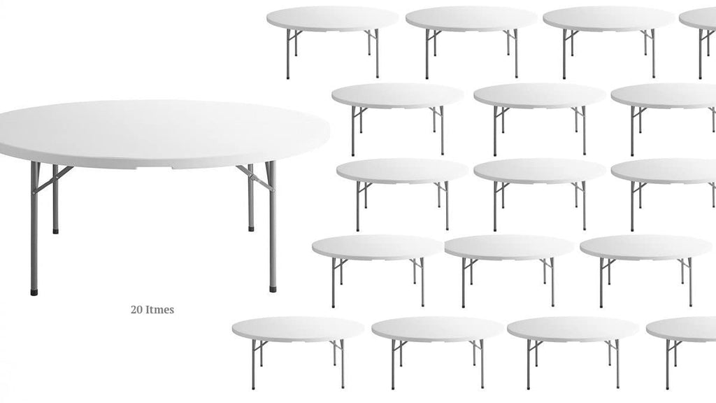 White 6-ft Plastic Folding Round Table L89705