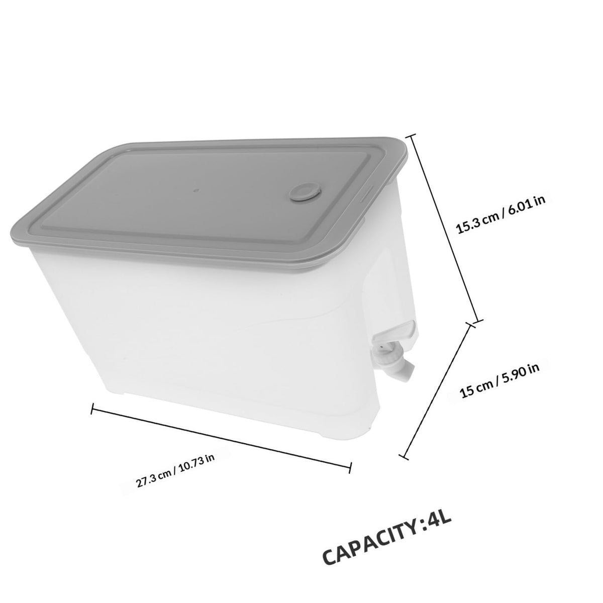 4L Cold Water Jug with Faucet Gray Plastic X92556