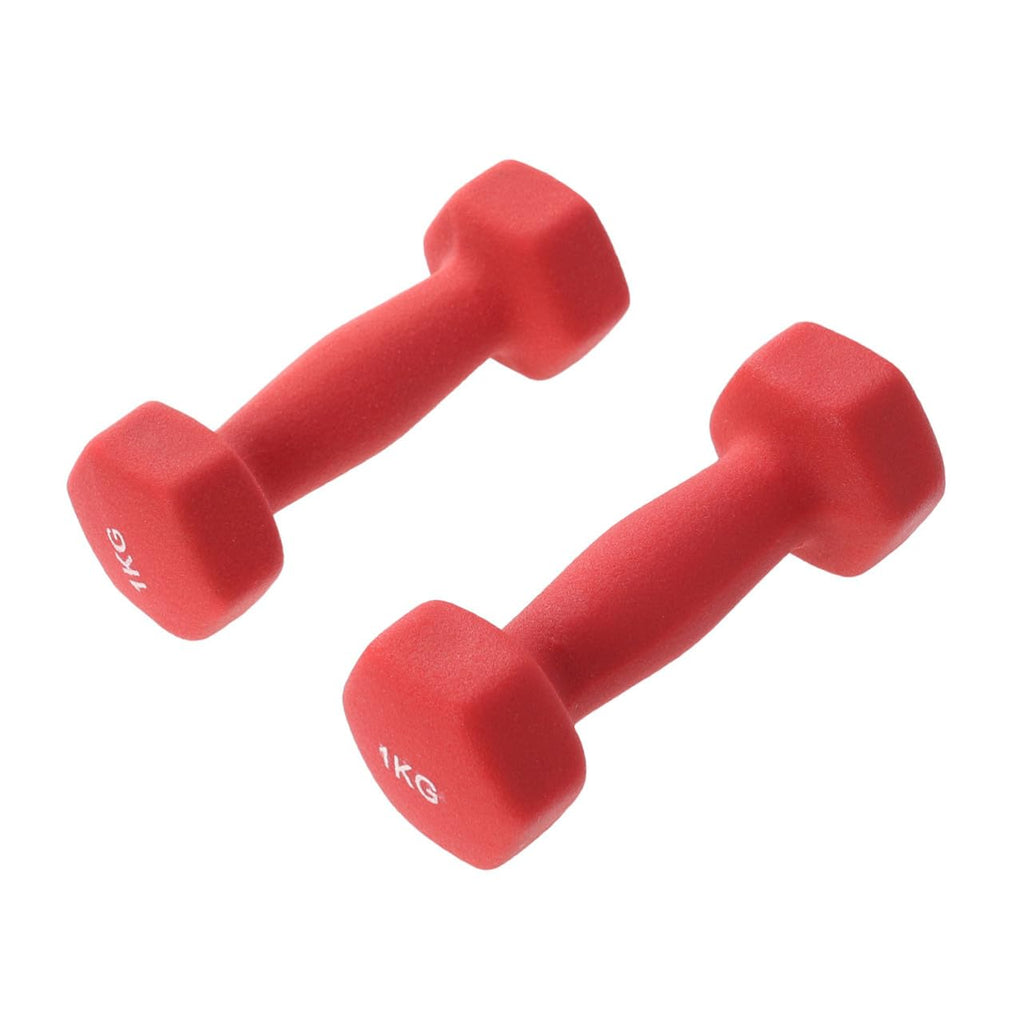 Ergonomic Hexagonal Neoprene Coated Dumbbells Red G585