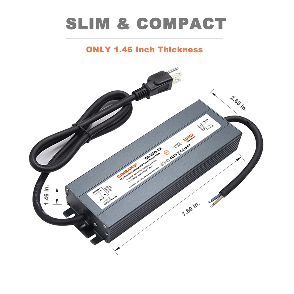 200W IP67 Waterproof Constant Voltage LED Driver Power Supply Transformer Y82671