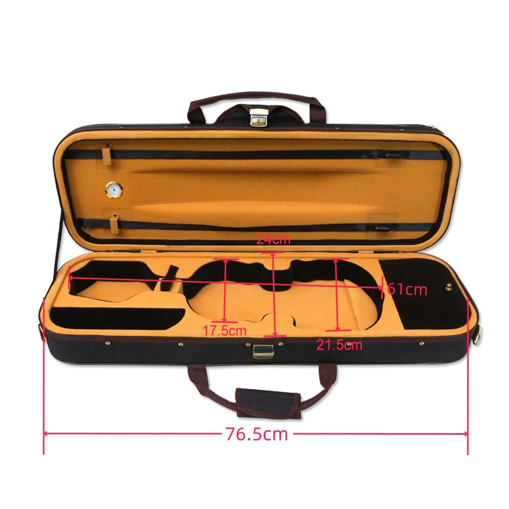 Oblong 4/4 Full Size Wooden Hard Shell Violin Case with Nylon Raincoat P9404