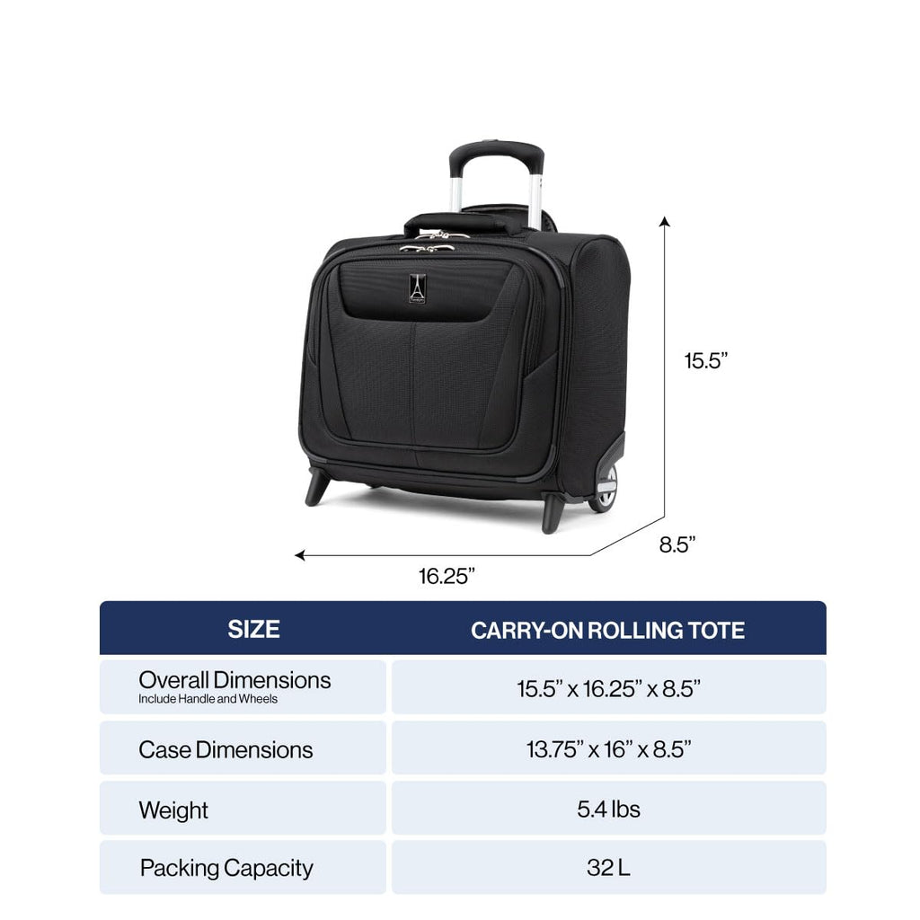 Softside Rolling Underseat Tote, Black, 14-Inch A348757