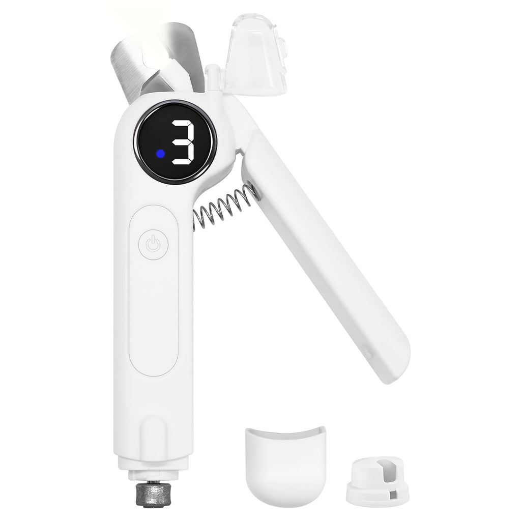 Dog Nails Clippers & Grinders 2in1 Trimmer with LCD Display and LED Lights Cat Claw Nail File with Protective Guard Rechargeable Electric Pet Toenail Silent Grooming Pro I479052
