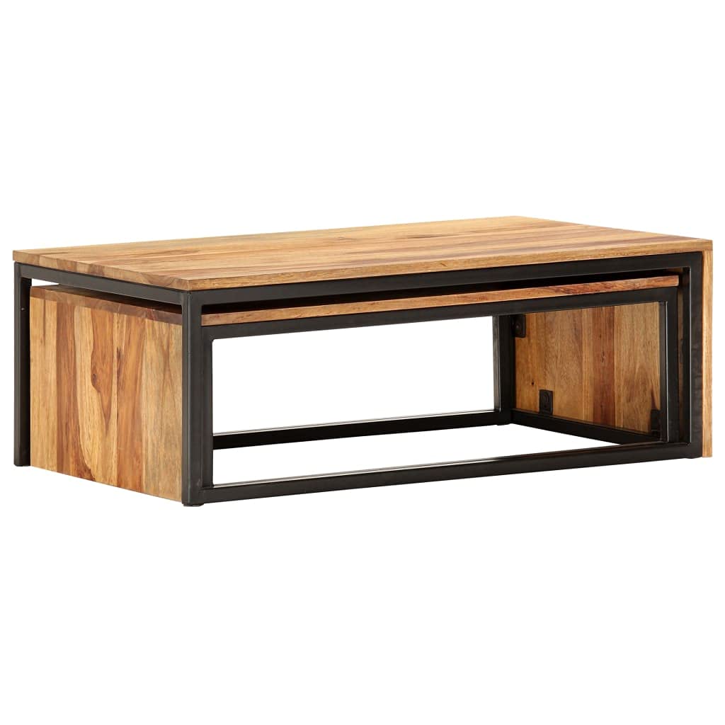 2 pcs Solid Sheesham Wood Nesting Coffee Table G477