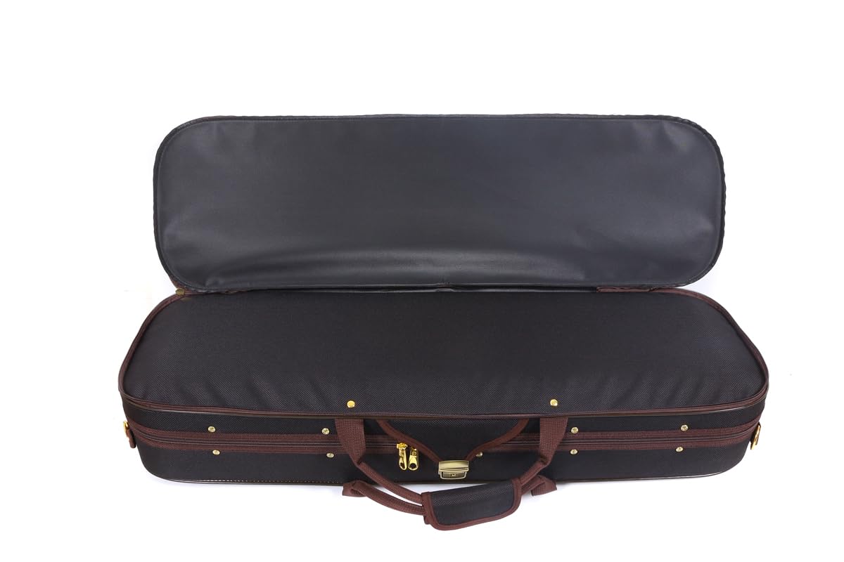 Oblong 4/4 Full Size Wooden Hard Shell Violin Case with Nylon Raincoat P9404