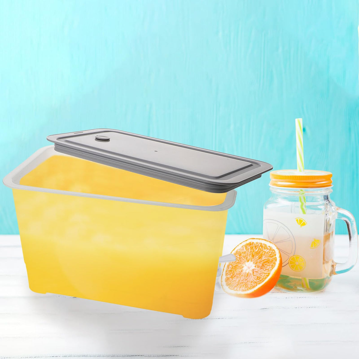 4L Cold Water Jug with Faucet Gray Plastic X92556