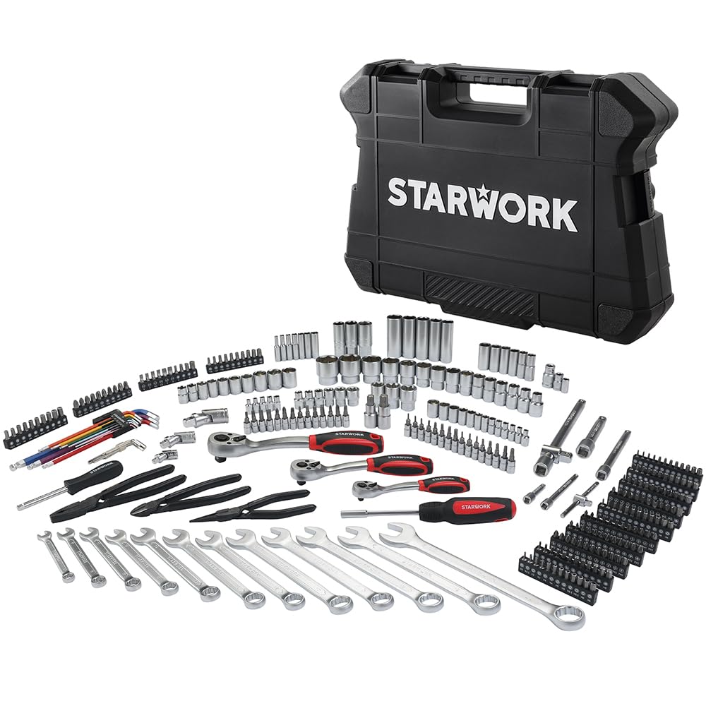 314-Piece Mechanics Tool Set and Socket Set, 1/4", 3/8", 1/2" Drive, Metric A623