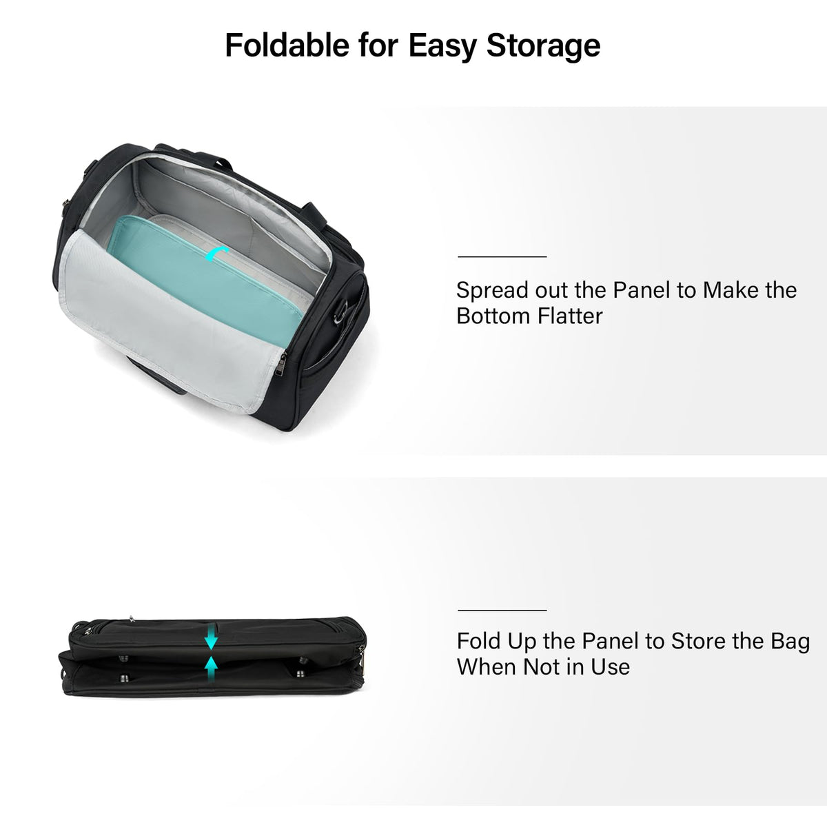 Black Lightweight Water Resistant Foldable Travel Duffel Bag R996470