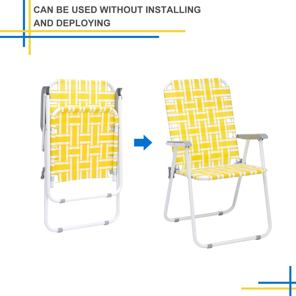 Set of 2 Yellow & White Webbed Folding Chairs N680635