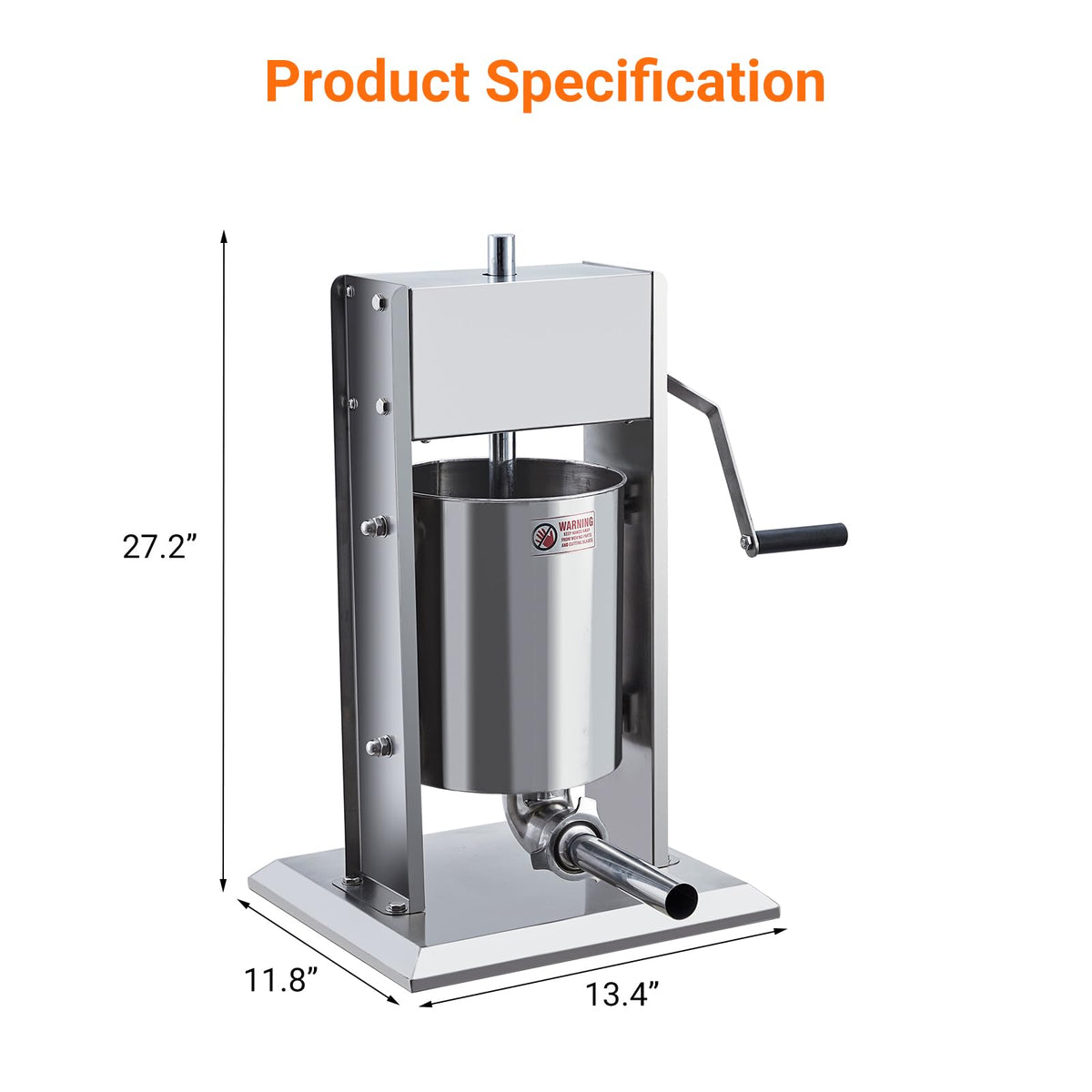 5L Stainless Steel Manual Sausage Stuffer R8162