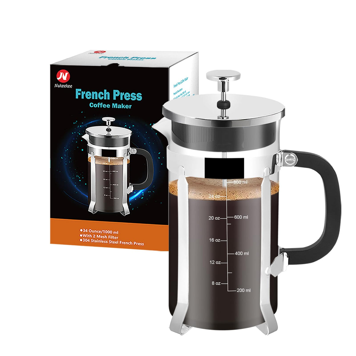 34oz Stainless Steel French Press Coffee Maker A9624