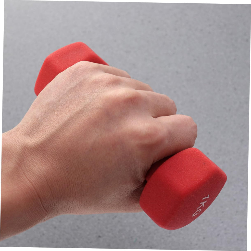 Ergonomic Hexagonal Neoprene Coated Dumbbells Red G585