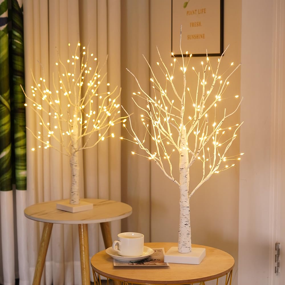 24" 2FT White Birch Tree with 144 LED Lights K4239