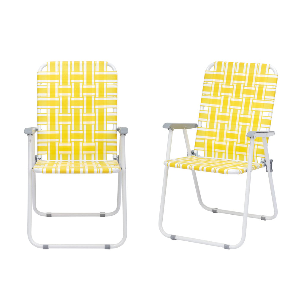 Set of 2 Yellow & White Webbed Folding Chairs N680635