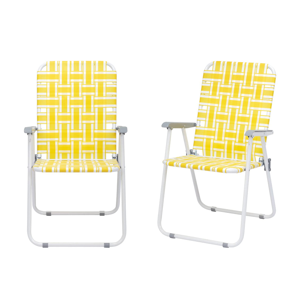 Set of 2 Yellow & White Webbed Folding Chairs N680635