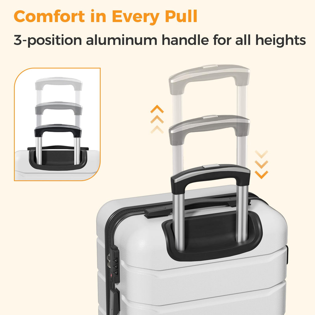 20 Inch White Hard Shell Carry on Luggage D390