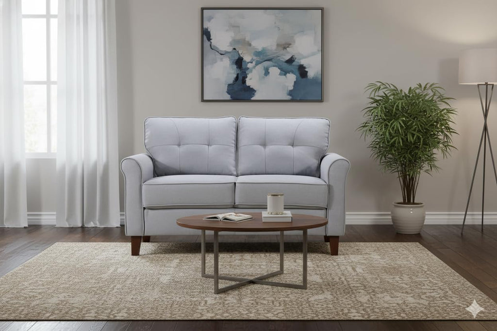 Light Gray Tufted Upholstered Loveseat Sofa E34920