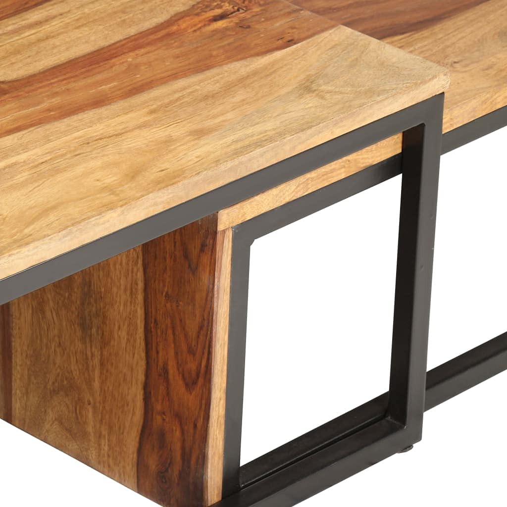 2 pcs Solid Sheesham Wood Nesting Coffee Table G477