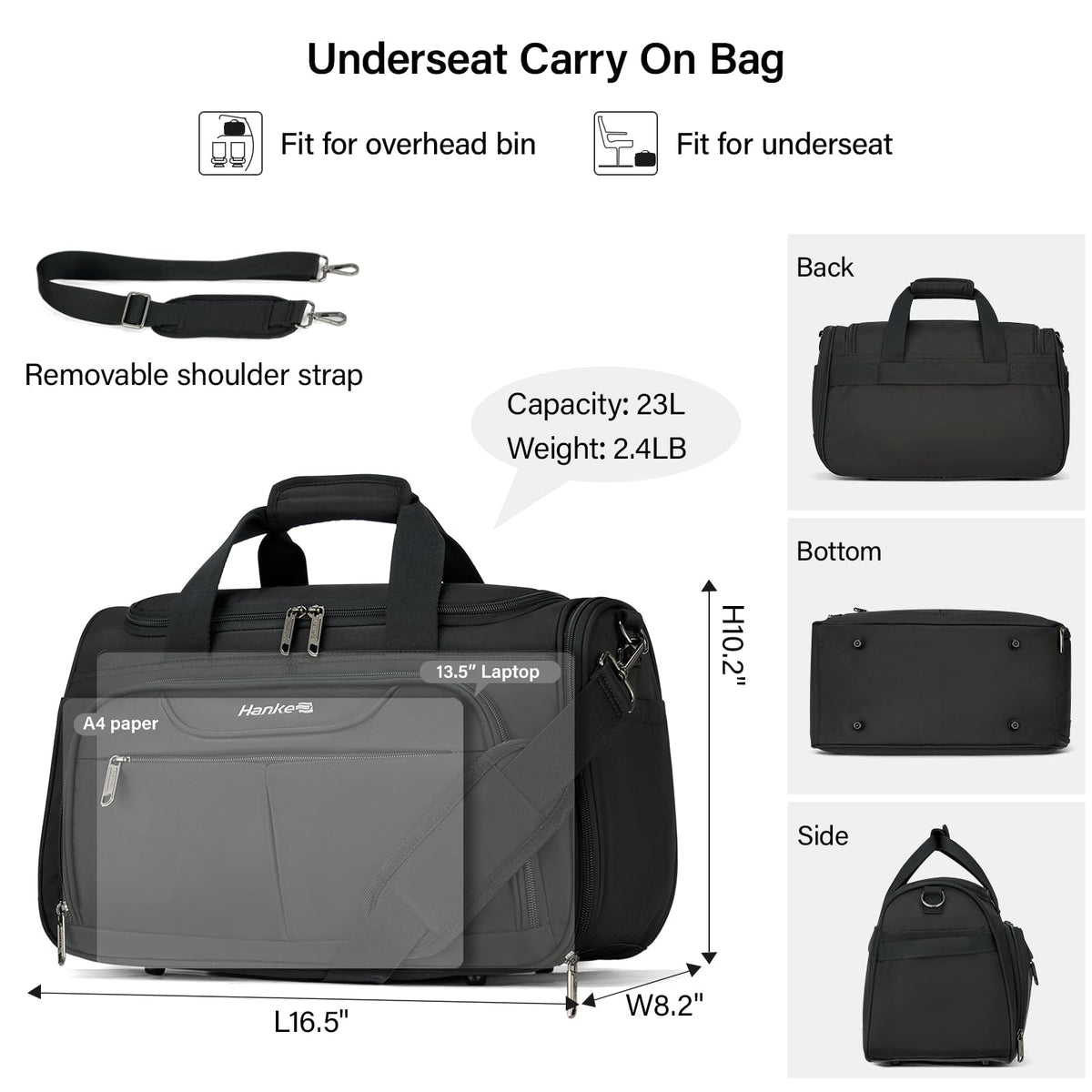 Black Lightweight Water Resistant Foldable Travel Duffel Bag R996470