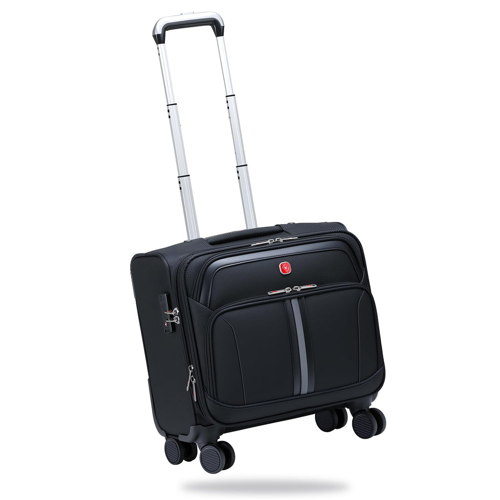 Black 16-Inch Underseat Carry-On Luggage with 4 Spinner Wheels C844439