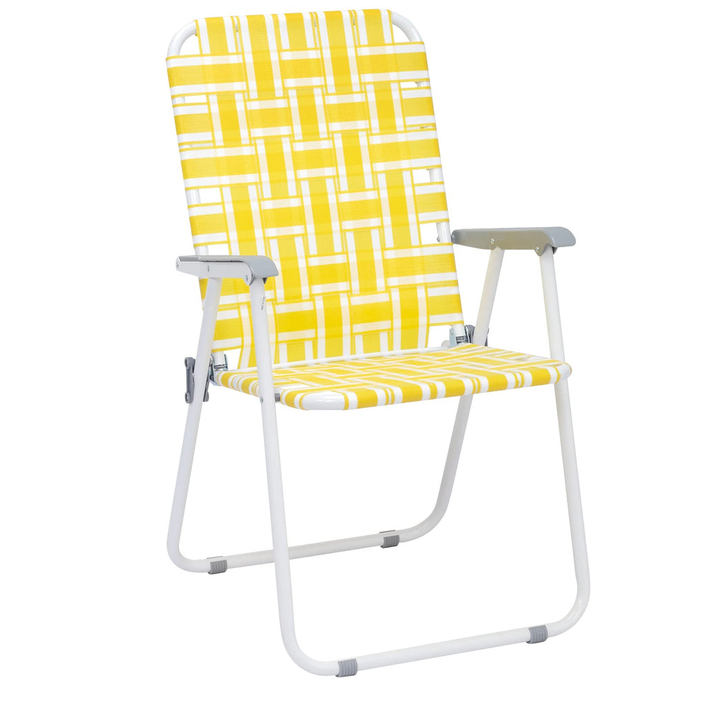 Set of 2 Yellow & White Webbed Folding Chairs N680635