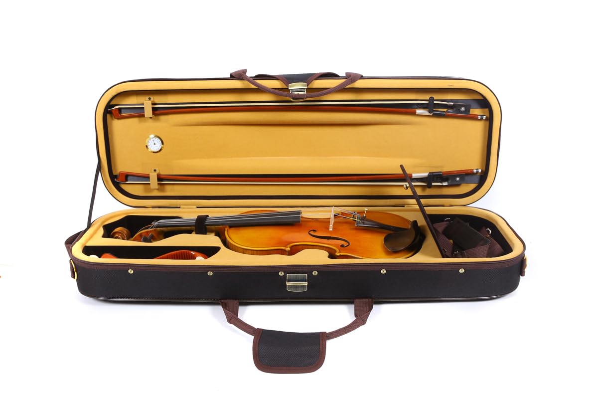 Oblong 4/4 Full Size Wooden Hard Shell Violin Case with Nylon Raincoat P9404