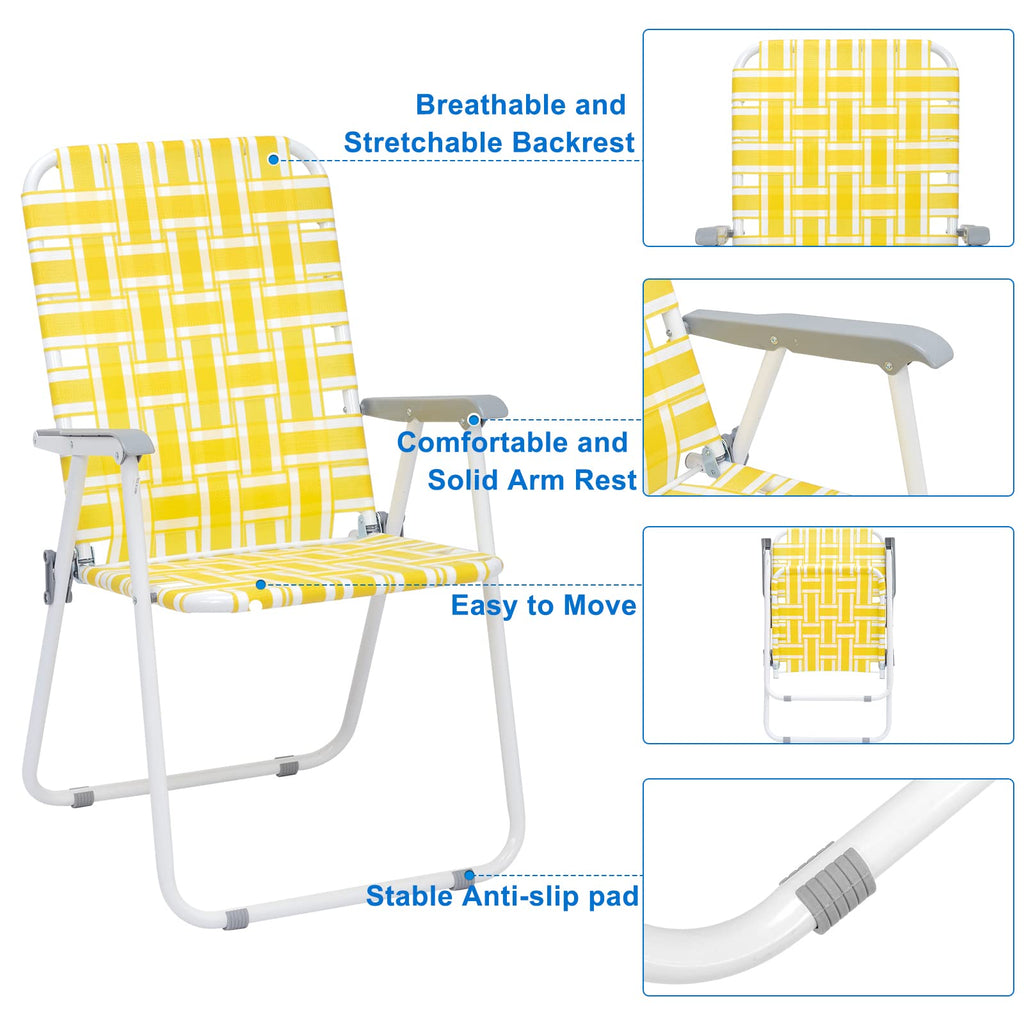 Set of 2 Yellow & White Webbed Folding Chairs N680635