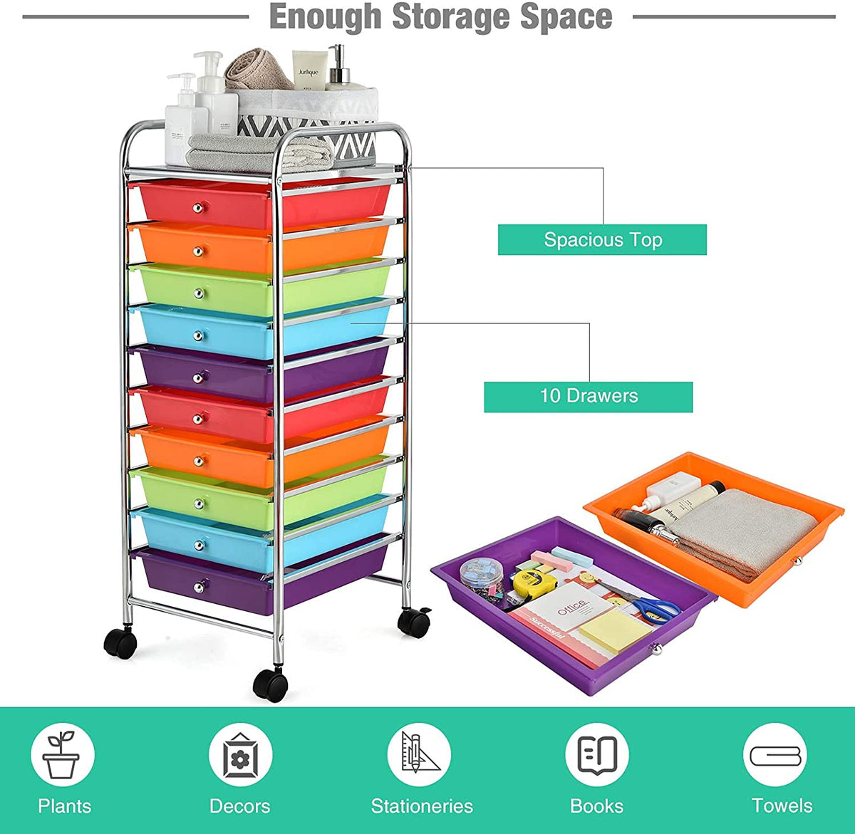 10 Drawer Rolling Storage Organizer Cart G996256