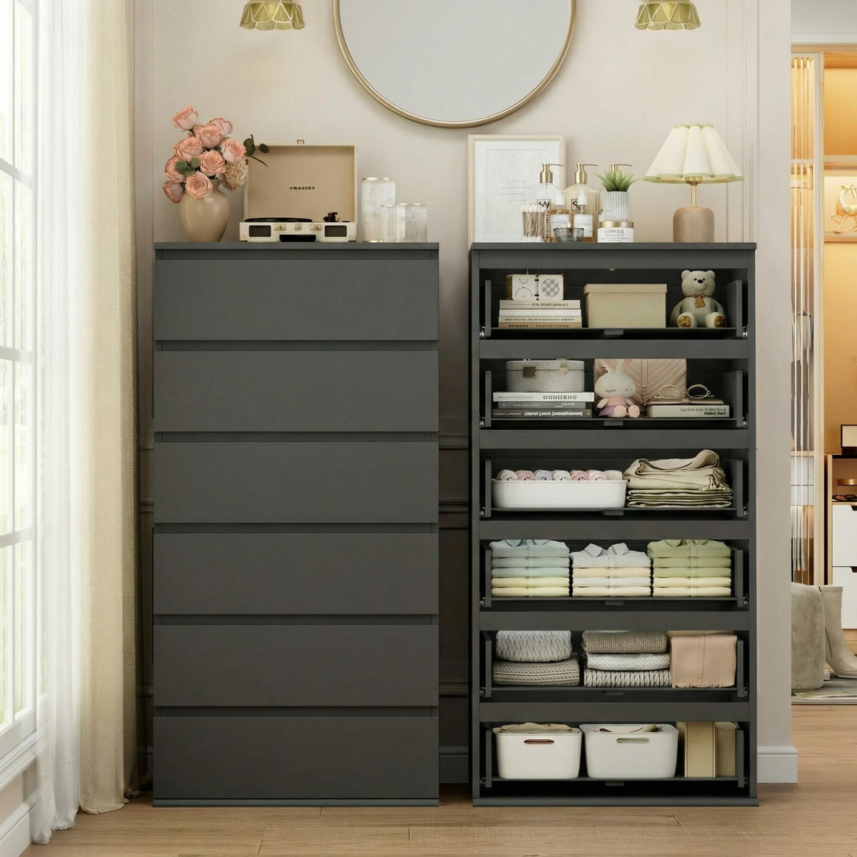 Black 6 Drawer Dresser E644