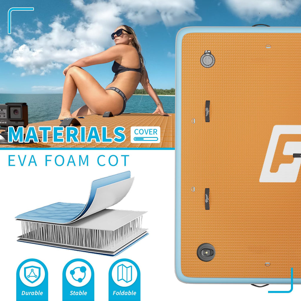 7×7' Inflatable Floating Dock with Soft Ladder J909