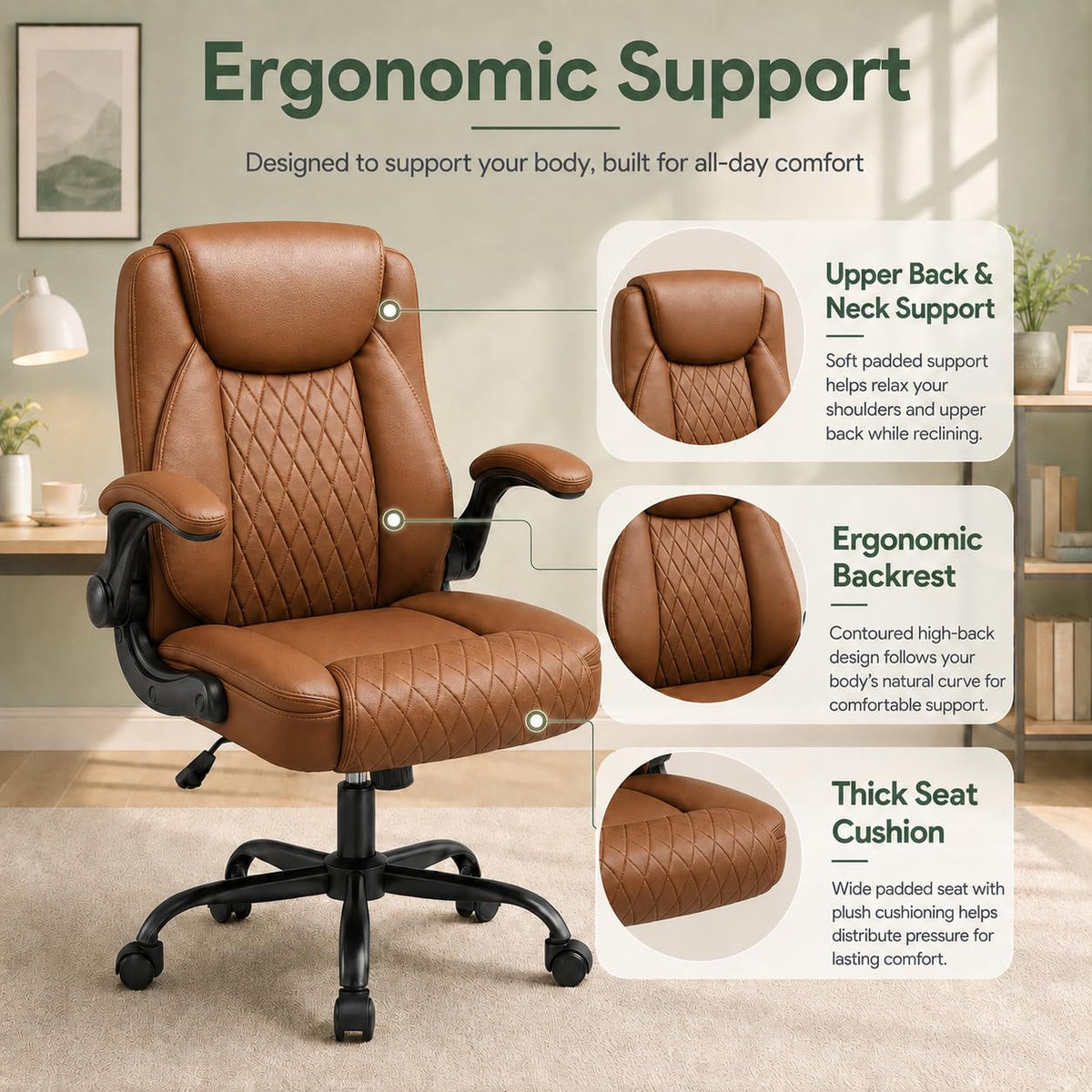 Camel Brown Home Office Chair U643034