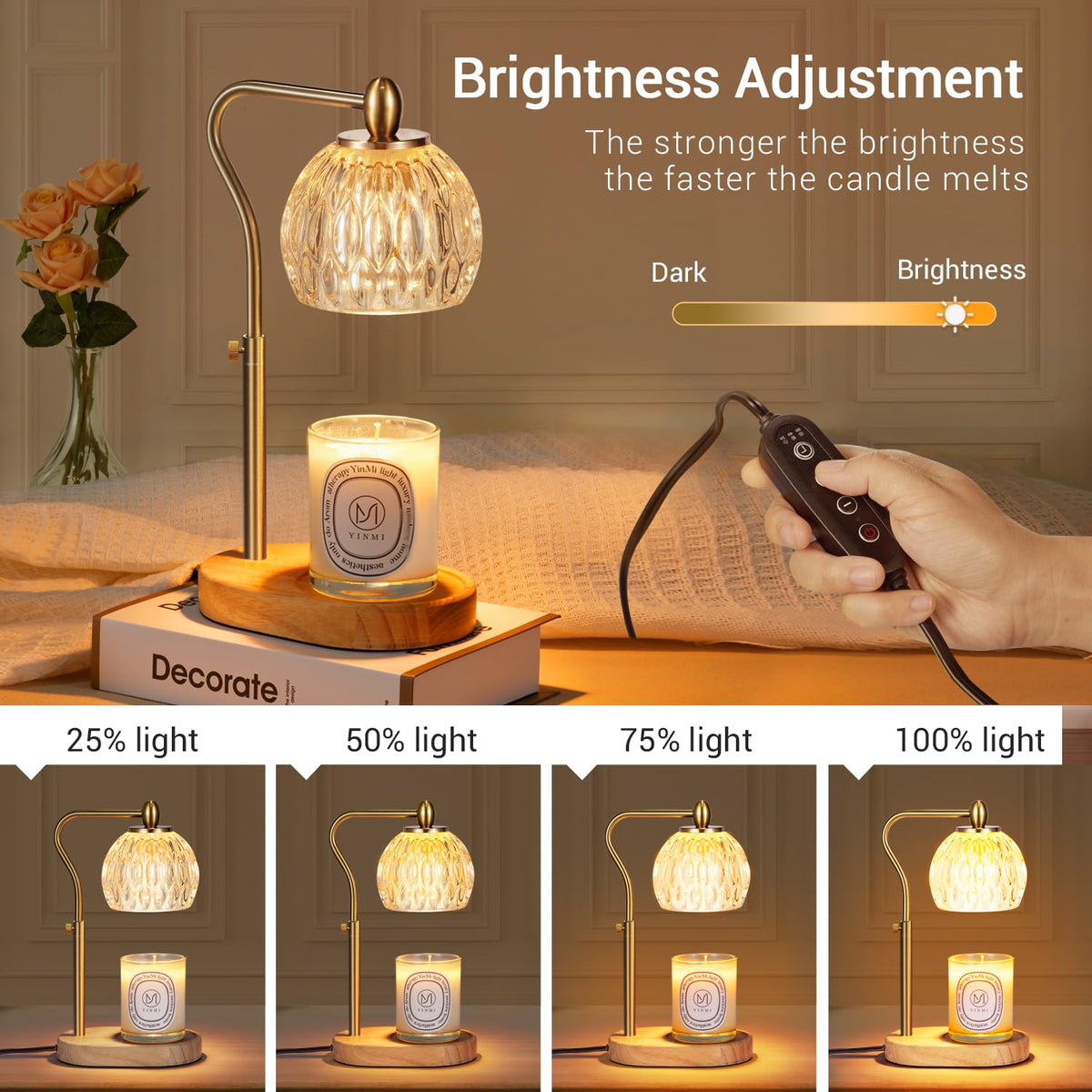 Candle Warmer Lamp with Timer & Dimmer Height Adjustable K338
