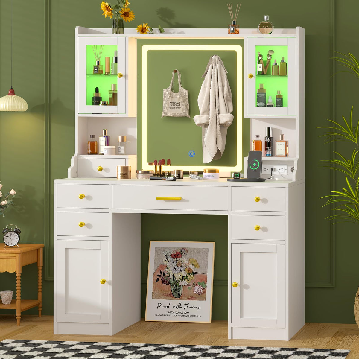 White Makeup Vanity Desk with LED Mirror A538