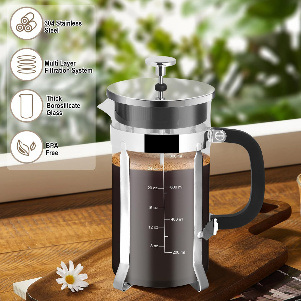 34oz Stainless Steel French Press Coffee Maker A9624