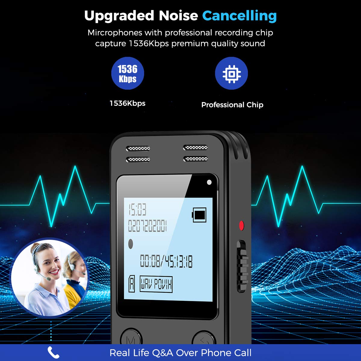 128GB Digital Voice Recorder with Playback L95575