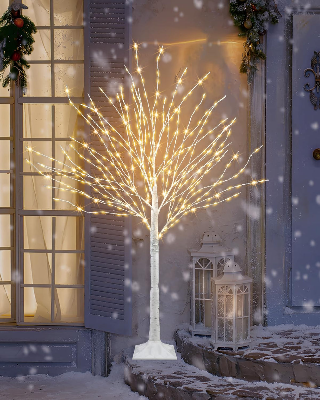 4 FT Lighted Artificial White Birch Tree with 432 LED Timer T46140