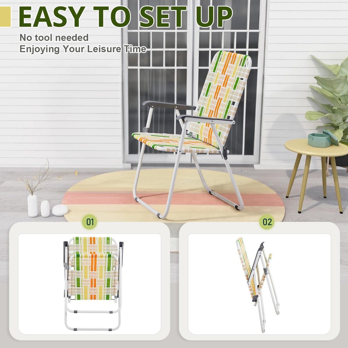 Oversized Webbed Folding Lawn Chairs 2 Pack K5491