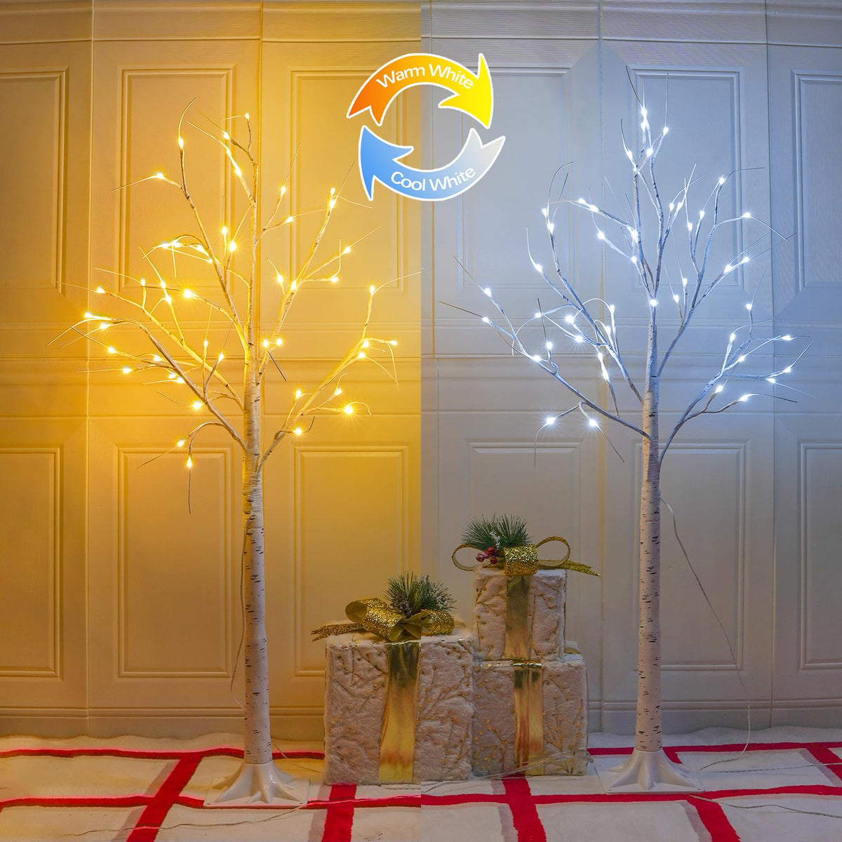 2-Pack 4FT Lighted Birch Tree L724715