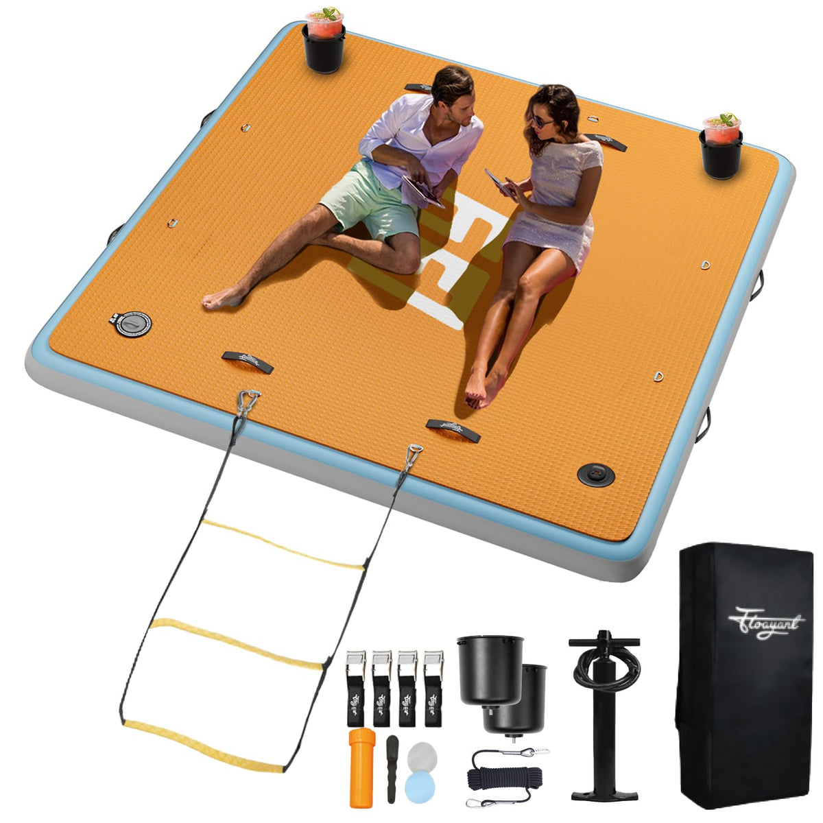 7×7' Inflatable Floating Dock with Soft Ladder J909