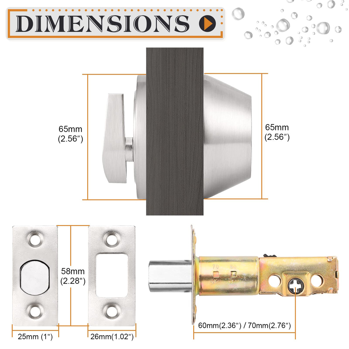 4 Pack Brushed Nickel Single Cylinder Deadbolts B46071