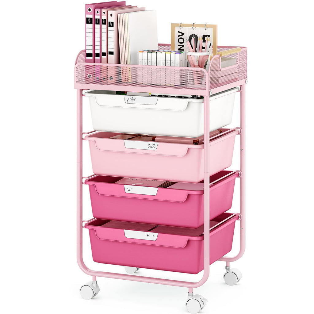 4-Drawer Rolling Storage Cart with Mesh Top L44165
