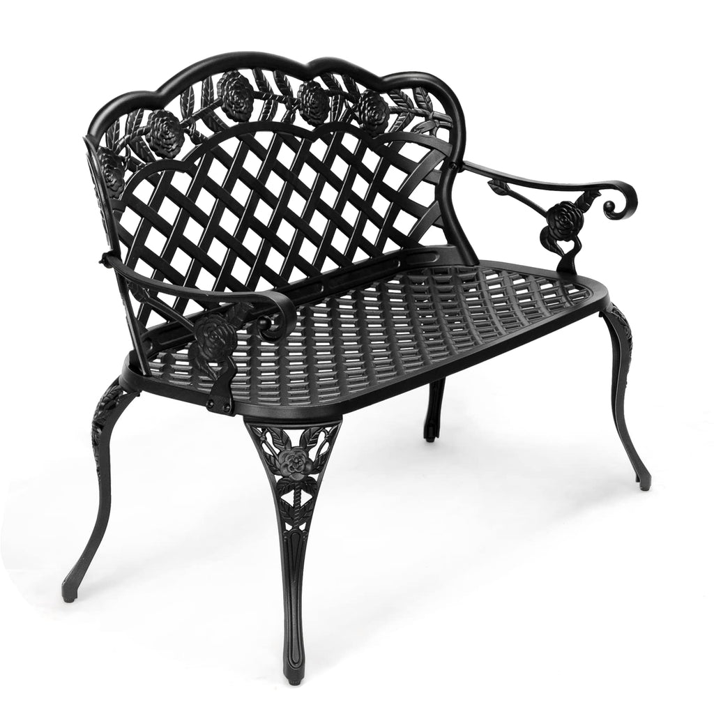 42.5" Black Cast Aluminum Outdoor Bench K711560