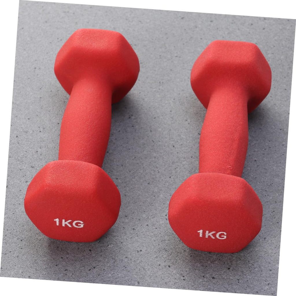 Ergonomic Hexagonal Neoprene Coated Dumbbells Red G585