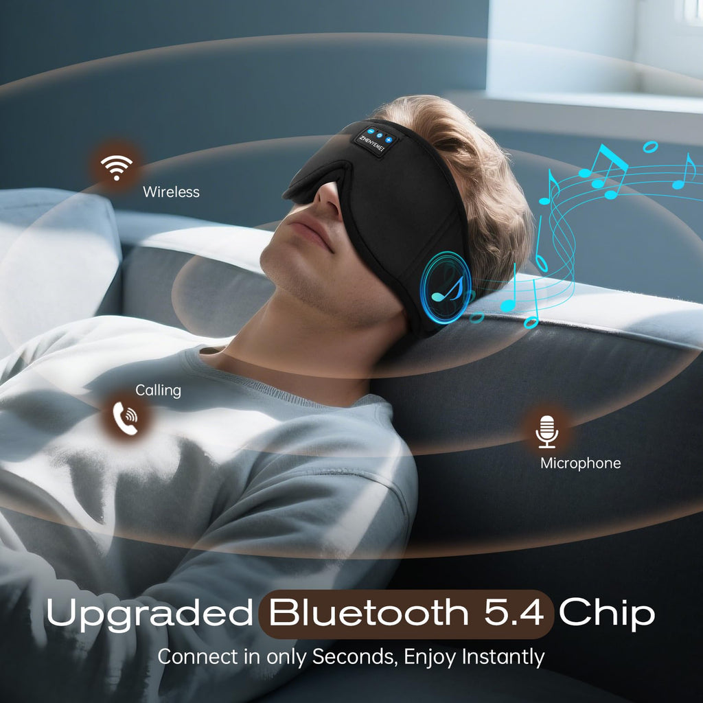 Black Bluetooth Sleep Mask with Headphones L76937