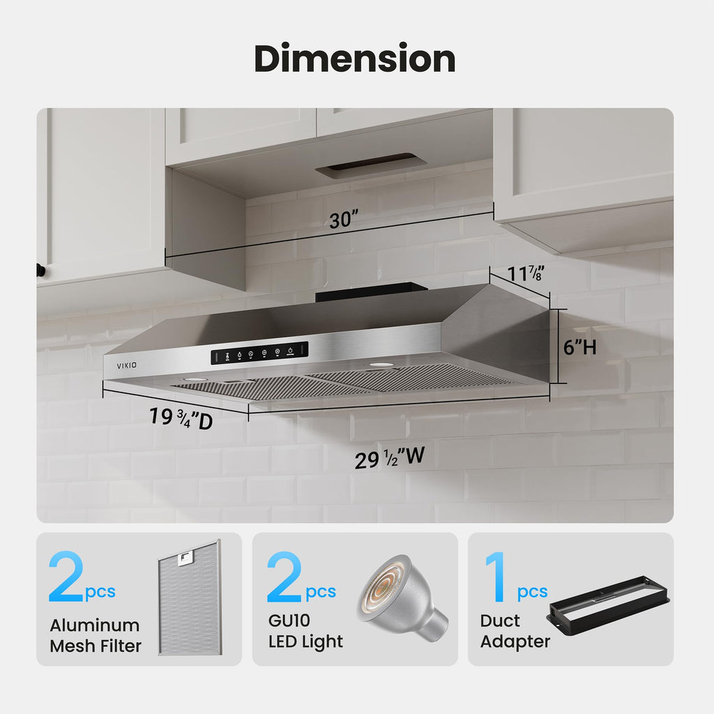 30 Inch Under Cabinet Range Hood 900 CFM Dual Motor A101