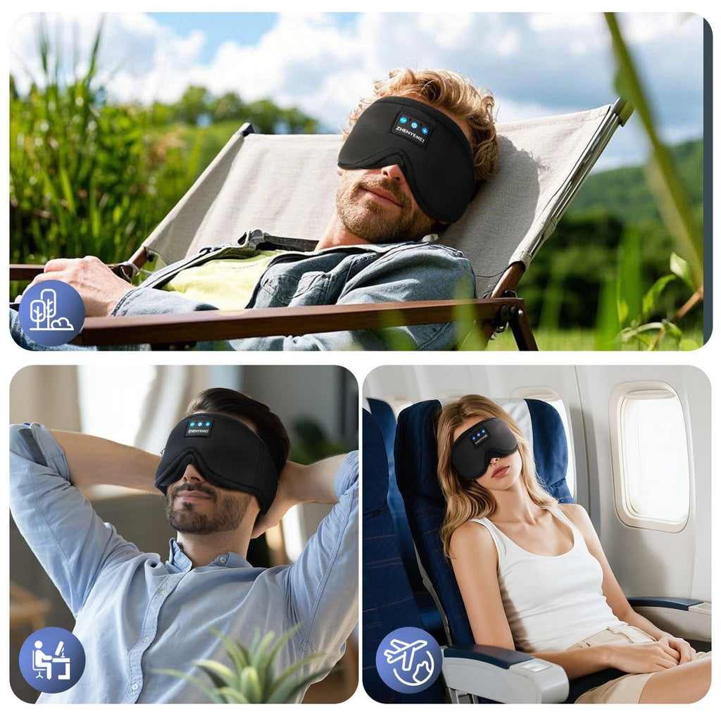Black Bluetooth Sleep Mask with Headphones L76937