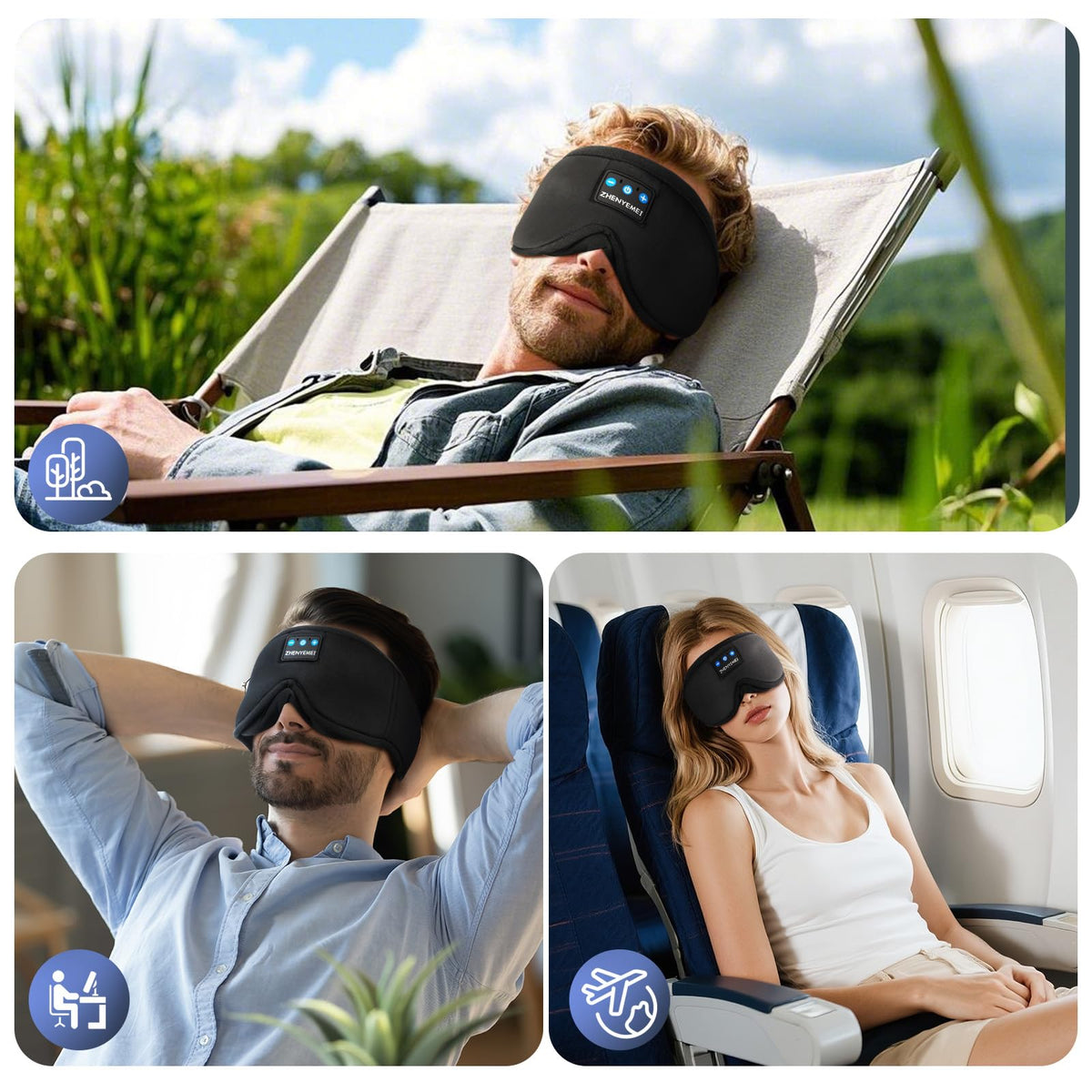 Black Bluetooth Sleep Mask with Headphones L76937
