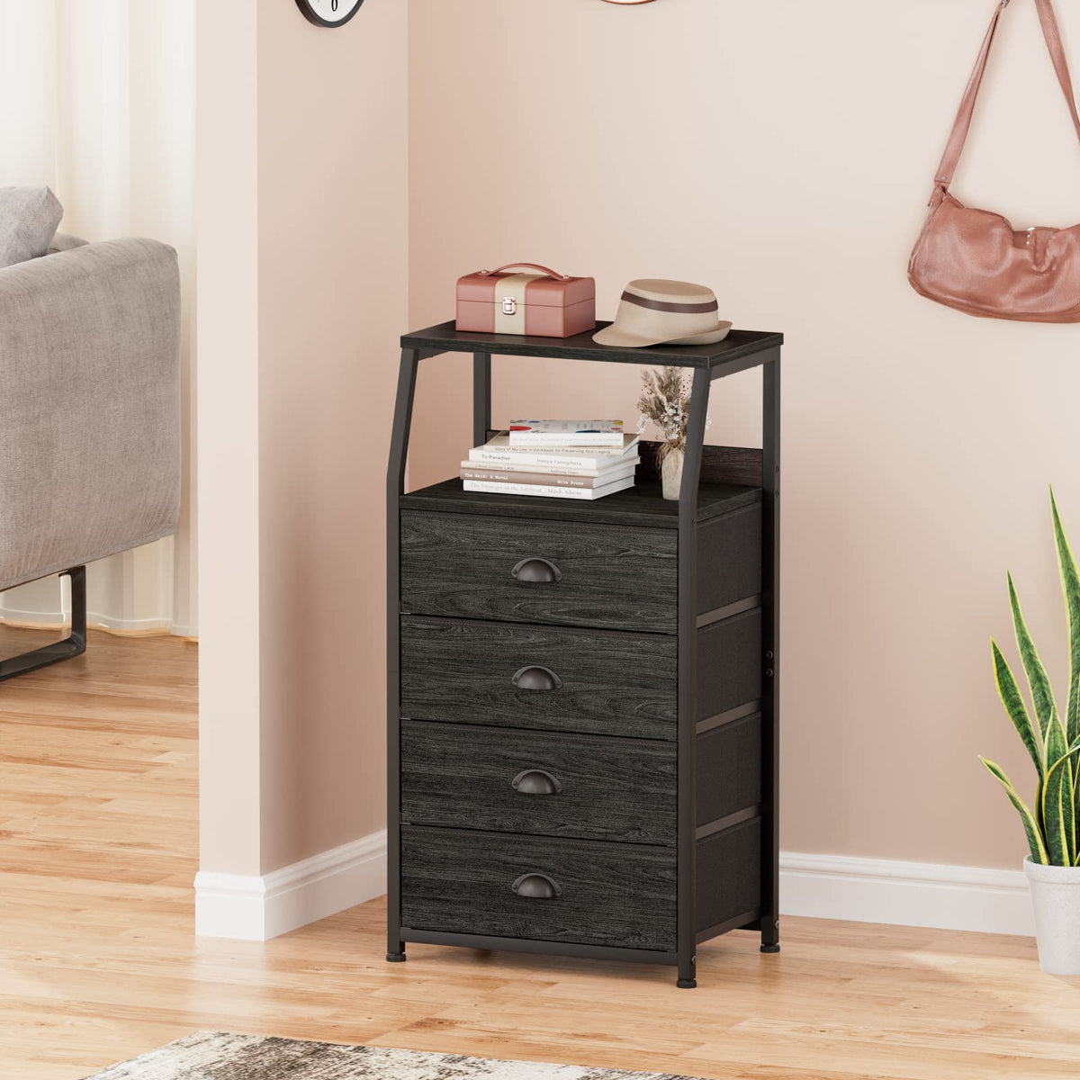 Tall Nightstand with Fabric Drawer Y361682