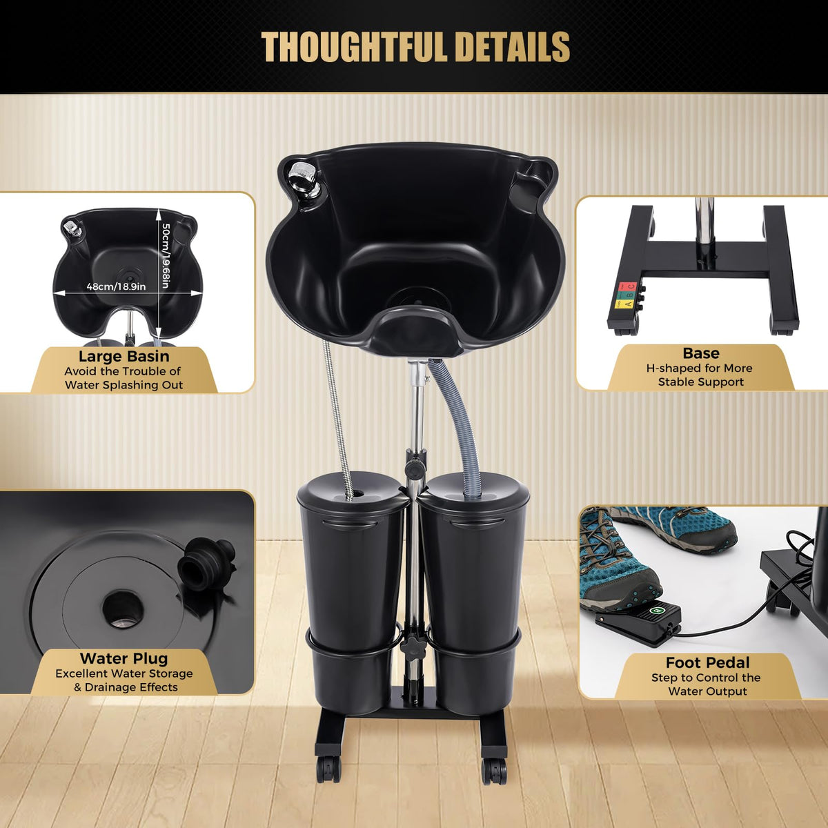 Portable Shampoo Bowl with Electric Pump P9031